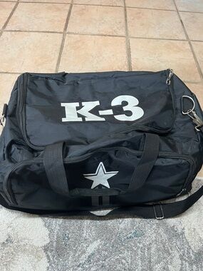 #100.Black Men’s Duffel Bag with Star Accent